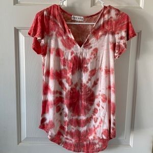 WOMENS TYE DYE TOP WITH LACE ACCENT BY KNOX ROSE SIZE XS